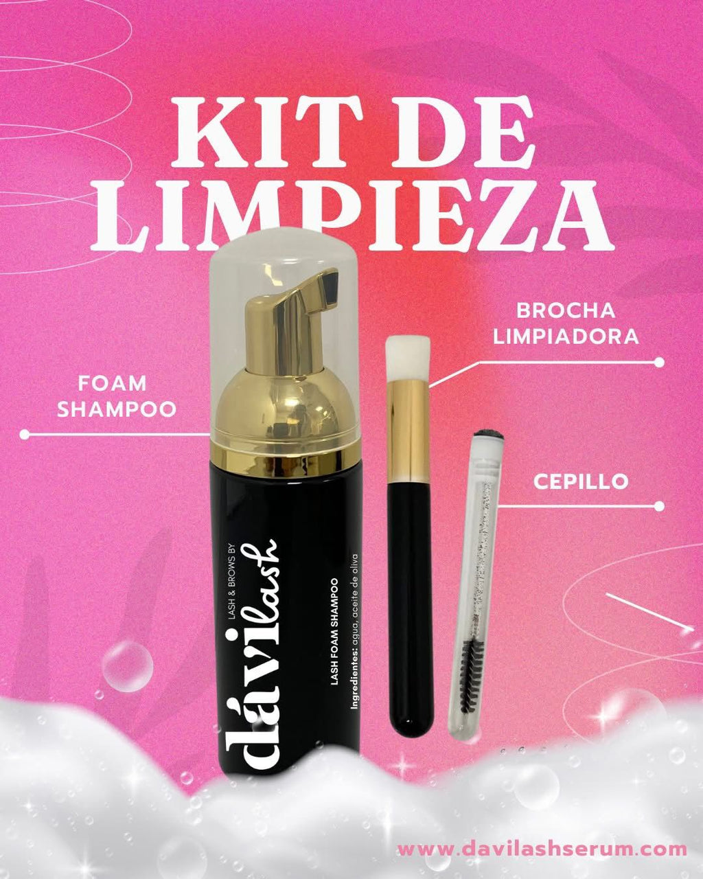 KIT DE LIMPIEZA PARA PESTAÑAS Y EXTENSIONES DE PESTAÑAS
